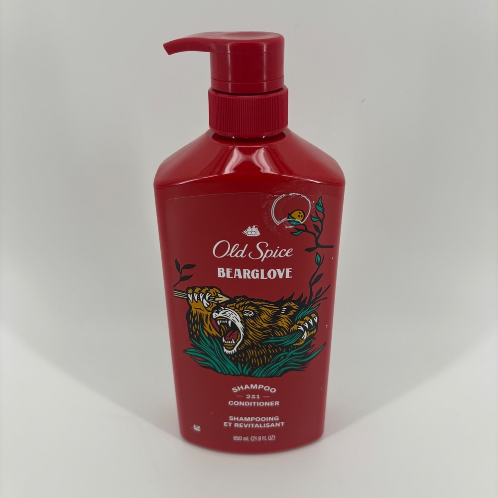 Old Spice Shampoo Conditioner Men 21.9oz Red New Bearglove 2-in-1 Pump Bottle